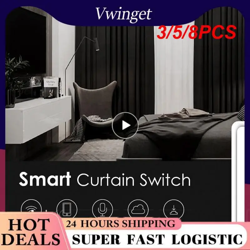 

3/5/8PCS Wireless Smart Curtain Switch Smart Life Tuya App Timer Tuya Relay Status Panel Switch 400w App Remote Control