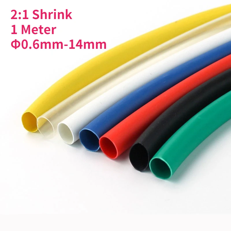 1 Meter Heat Shrink Tube 2:1 Shrink Ratio Polyolefin Insulated Cable Sleeve Φ0.6mm-14mm