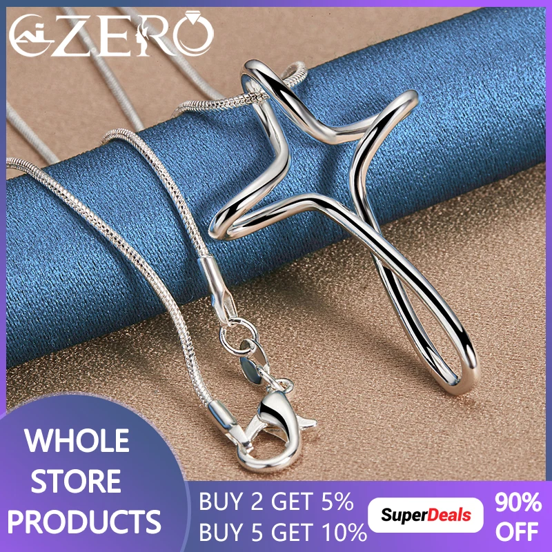 

ALIZERO 925 Sterling Silver 16-30 Inch Snake Chain Cross Pendant Necklace For Women Men Fashion Wedding Party Jewelry Gift