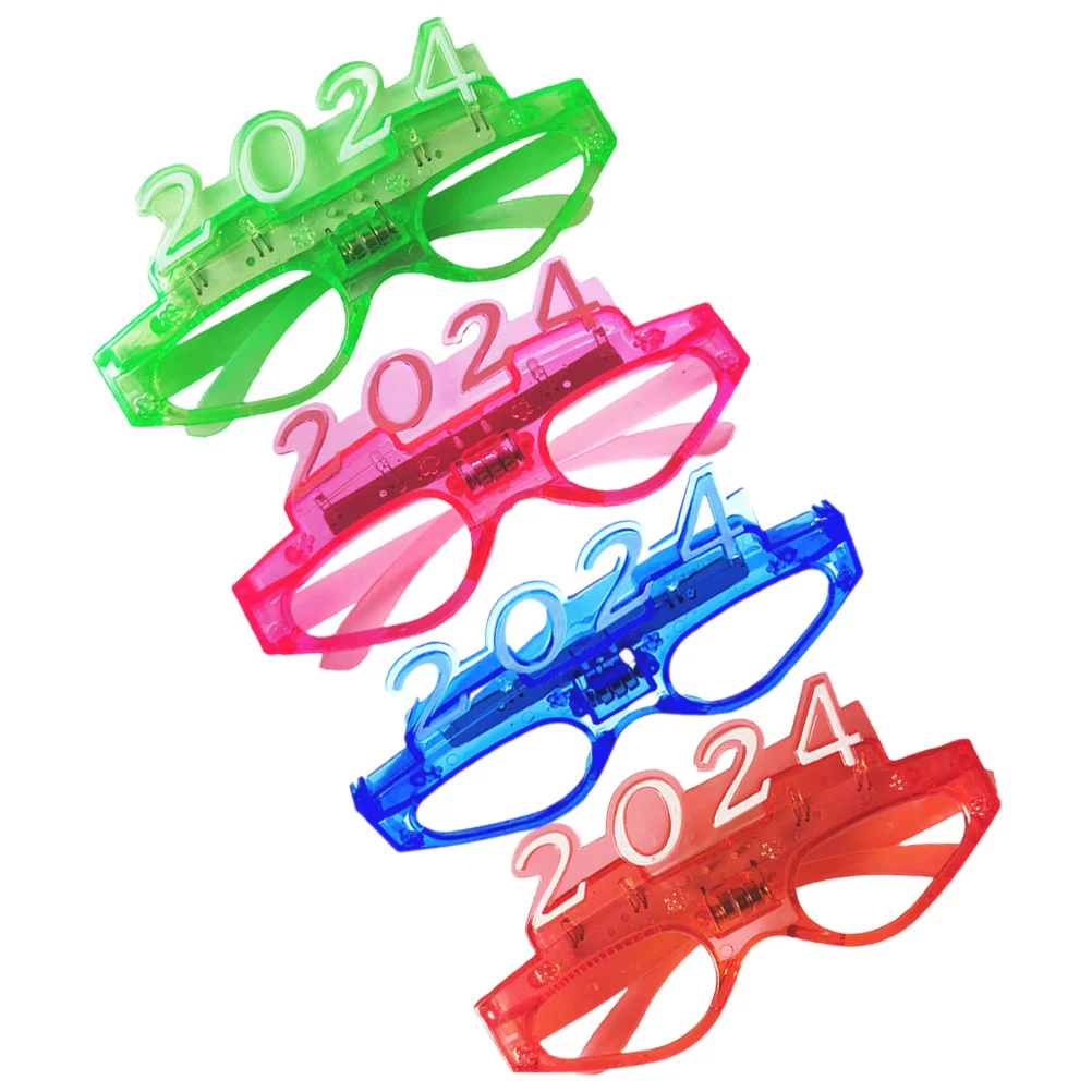 

4 Pairs Cosplay Glasses 2024 Glowing Party Favor LED Sunglasses Luminous 15.5X14X7CM Eyeglasses Plastic Costume Accessory