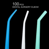 100 pcs dental suction pipe disposable dentistry surgery elbow oral salivary duct blue white green 14 inch dentist tools