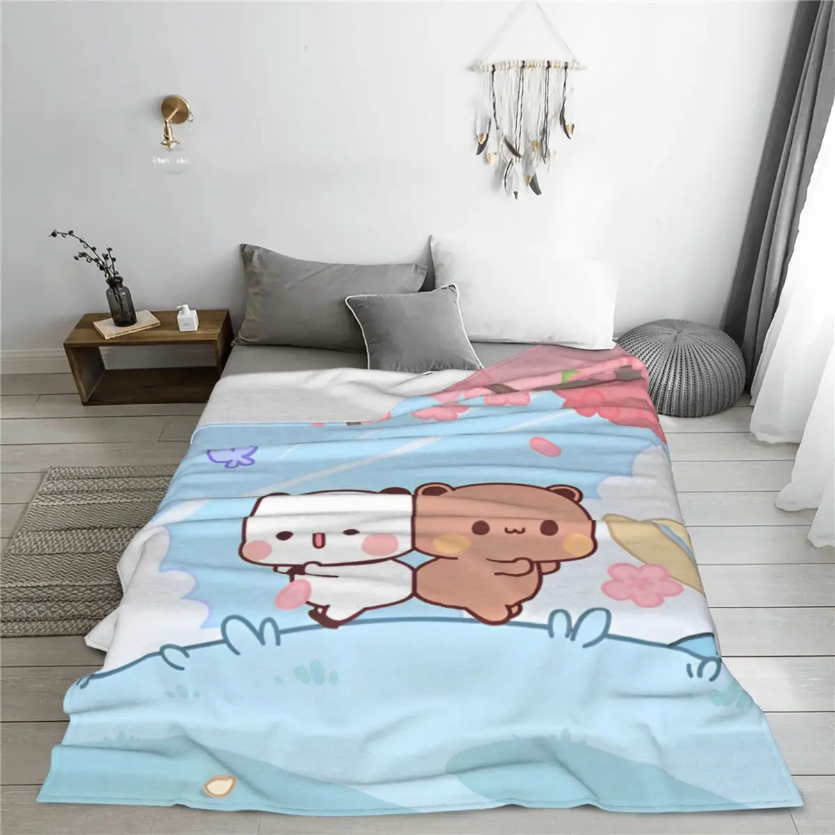 Фланелевое покрывало Bubu с изображением панды медведя Дуду ультрамягкое для