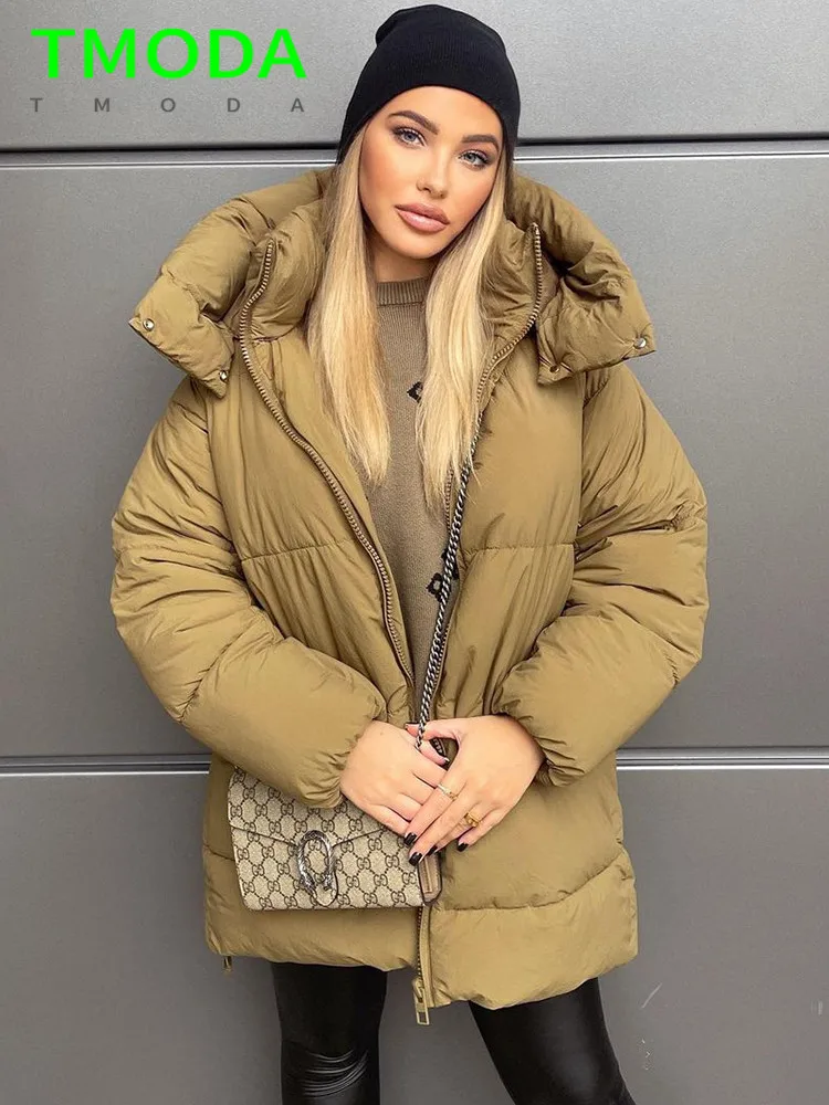 Парка женская зимняя на молнии с хлопковой подкладкой и капюшоном | Женская