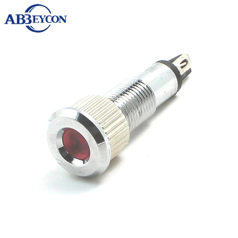 

ABBEYCON 2V 3V 6V 12V 24V 36V 110V 220V Chrome plated brass 8mm concave waterproof led semaphore indicator light