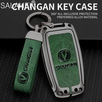 metal car key case cover keyring leather keychain for changan eado cs35 cs75 2018 2019 oushang a600 a800 car styling accessories
