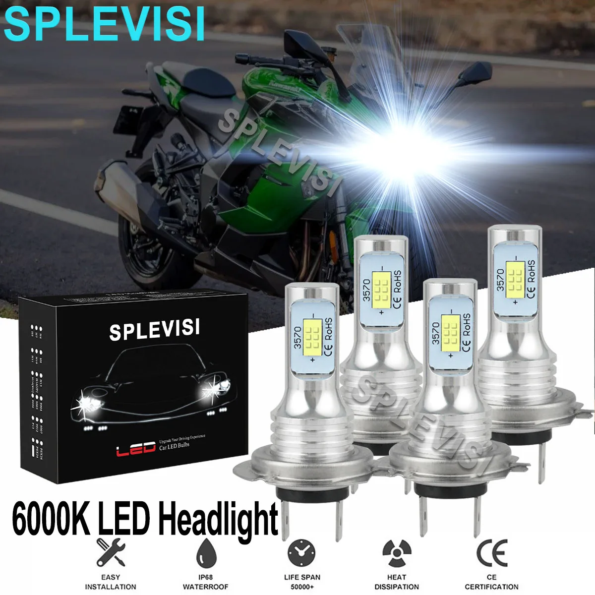 

Чистый Белый Свет для мотоцикла 4x140W 6000K для Kawasaki 2008-2014 Ninja 1000 ZX1000G 2011-2013 Ninja 1000 ZX1000H ABS 2012-2013