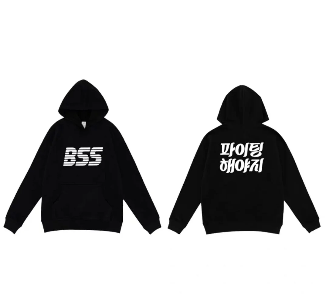 

SEVENTEEN Same BSS Black Hoodies Sweatshirts Men's Women's Korean Version Loose Hooded Sweater 2023 New Fashion Top Coat