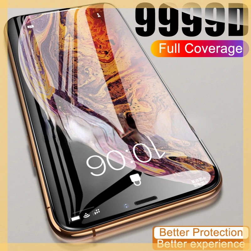 

9999D Full Cover Glass For iPhone 11 12 Pro XS Max X XR 12 mini Screen Protector iPhone 8 7 6 6S Plus Tempered Glass Film Case