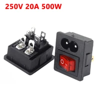 free shipping 250v 500w ac red rocker switch fused inlet power socket fuse switch connector plug connectors dielectric intensity