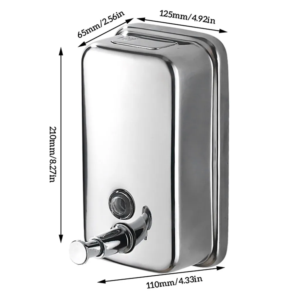 

Wall Mounted Soap Dispenser Stainless Steel Leak-proof Toilet Bathroom Shampoo Lotion Pump Container 500ml
