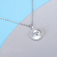 100 925 sterling silver inlaid white chalcedony fishtail necklace mermaid tail fish choker necklaces pendants for women 2022