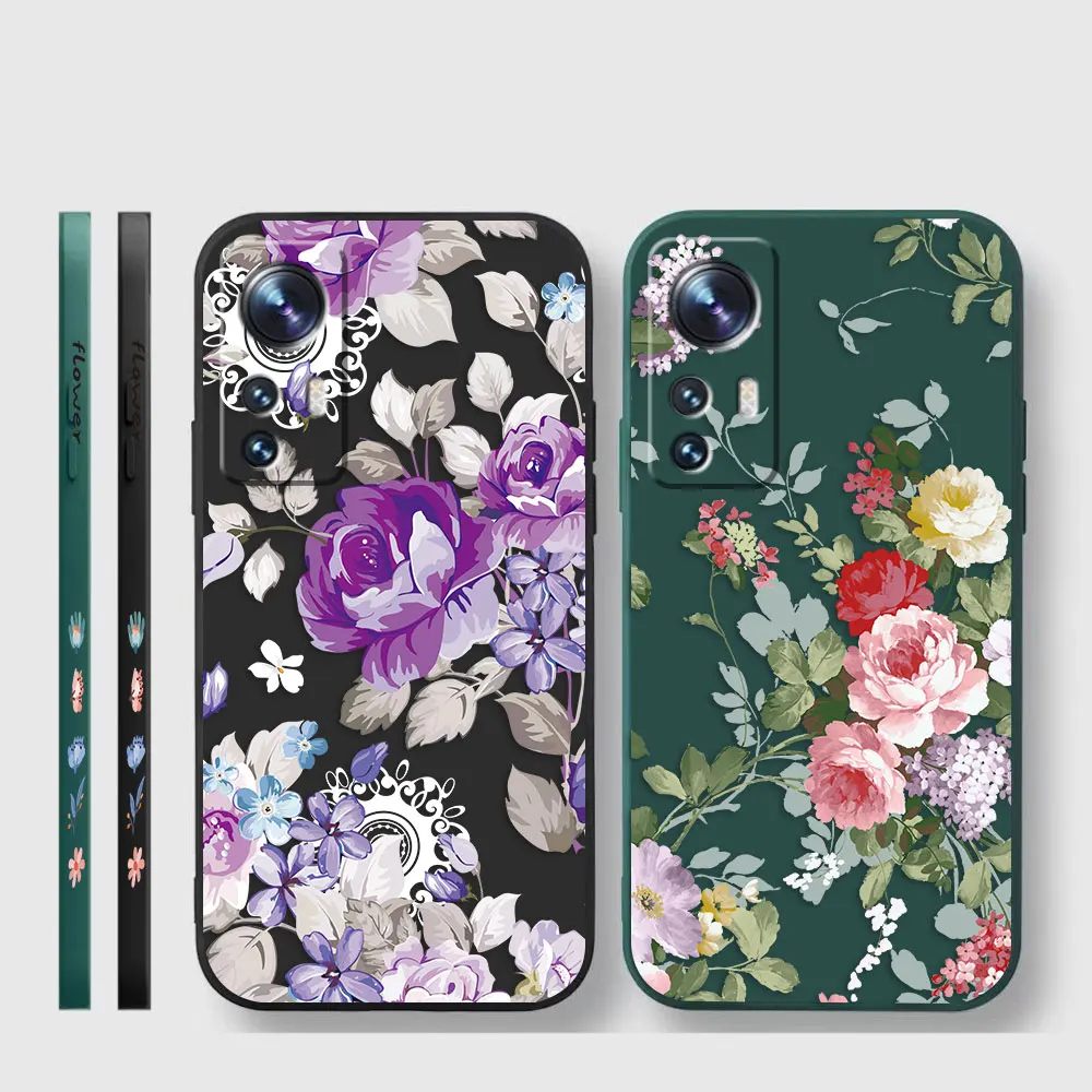 Phone Case For Xiaomi 13 12 12T 12S 11 11T 10S 9 8 Pro Ultra Lite Colour Case Cover Funda Cqoue Shell Capa Pretty Purple Flowers