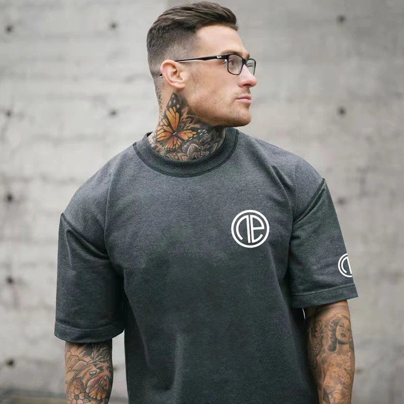 

2022 Men Brand Clothing Gyms Tight Cotton T-shirt Mens Fitness T-shirt Homme Gyms T Shirt Men Fitness Summer Tees Tops