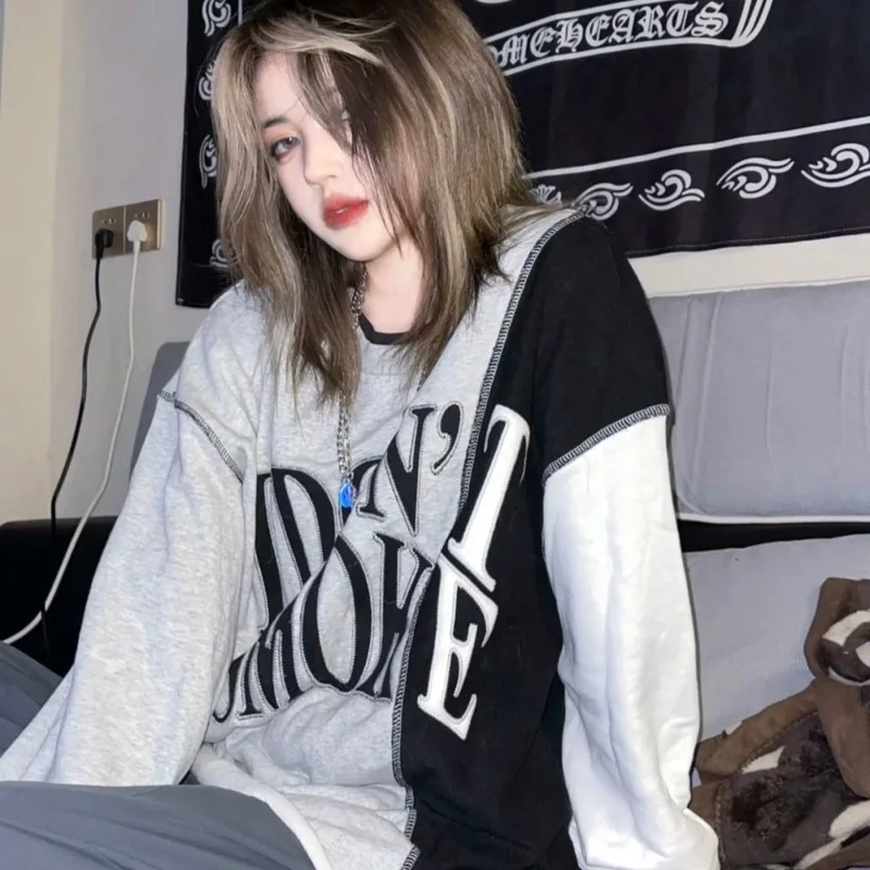 Худи HOUZHOU в стиле Харадзюку Женский Готический гранж пуловер большого размера