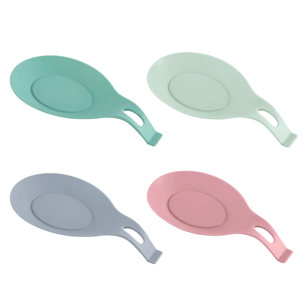 

4 Pcs Spoon Mat Black Flatware Utensil Rest Ladle Spoon Stand Silica Gel Spoon Rest Organizer Soup Spoon Holder