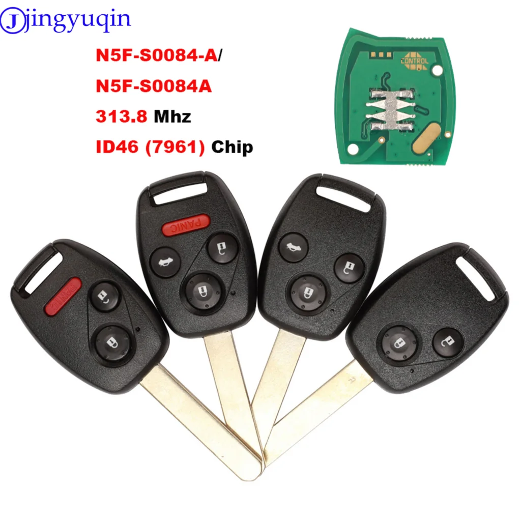 jingyuqin N5F-S0084A 313.8MHz ID46 Chip Car Key Shell For Honda Accord 2003 2004 2005 2006 2007 Car Key Fob