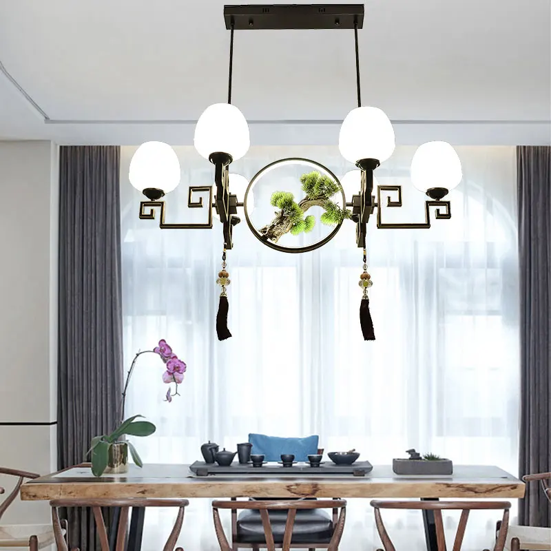 Люстра для ресторана в китайском стиле креативная лампа ретро чайной комнаты