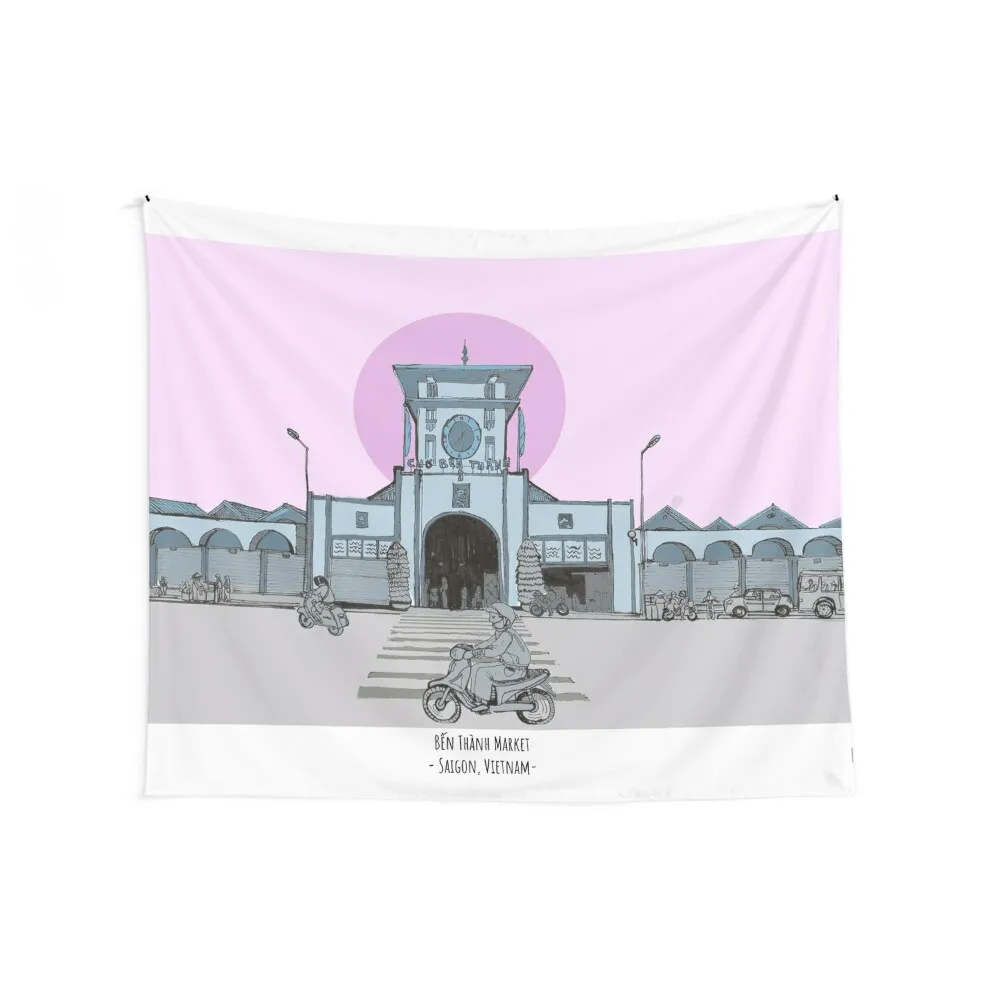 Индийский рынок Бен-Тан вьетнамский гобелен с иллюстрациями украшение для