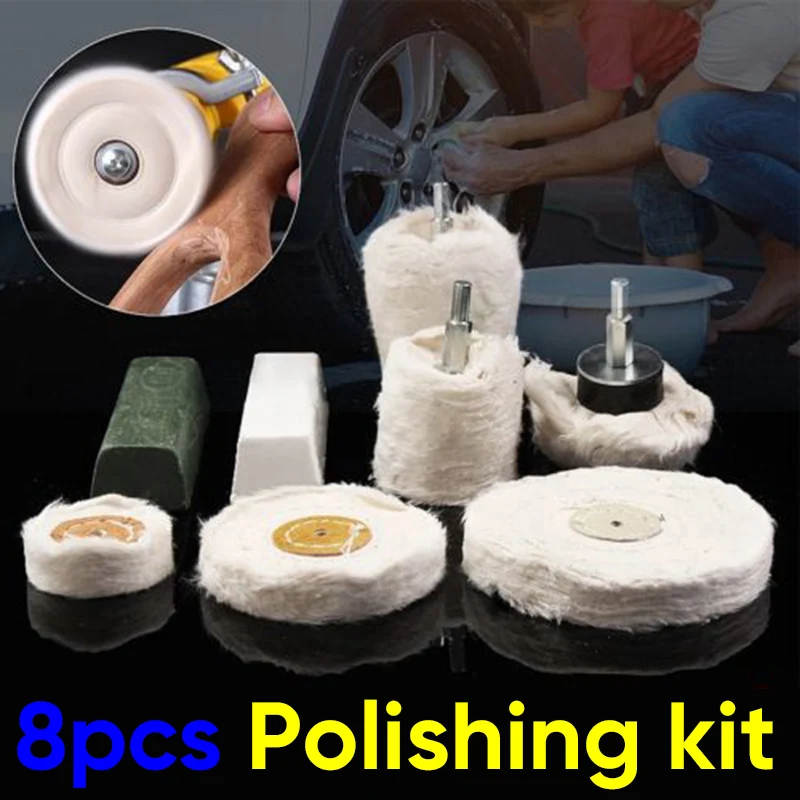 

8Pcs Polishing Kit Dome Goblet Cylinder Mop Buffing Wheel Set For Compound Metal Plastic Glass Grinding Polishing Process