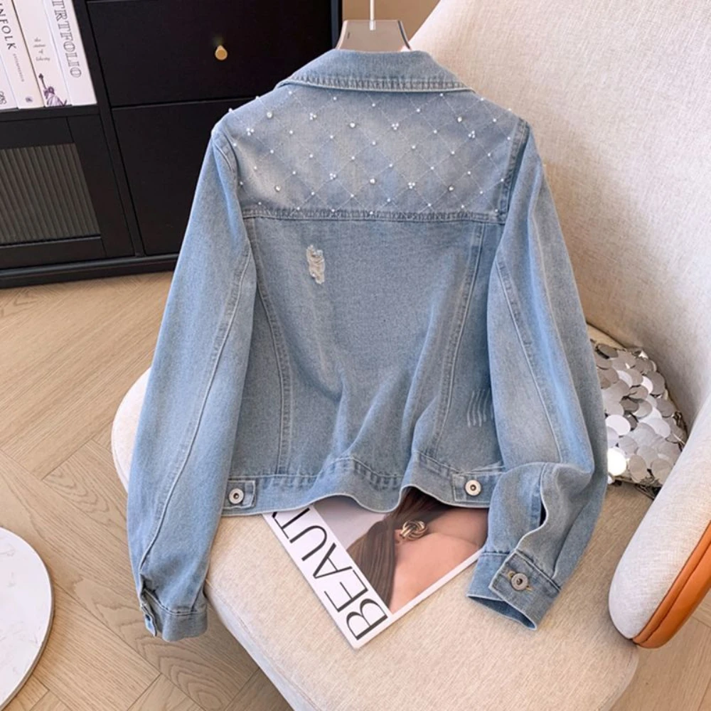 Джинсовая куртка для женщин со стразами и пайетками Ковбойское пальто Женское