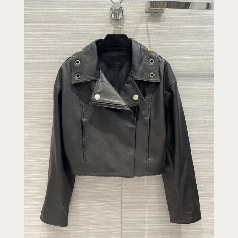 

Женская куртка из 100% натуральной овечьей кожи, модное пальто из 2023 натуральной овечьей кожи, H804