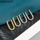 Женские U-образные серьги ANENJERY, Серебристые серьги-кольца с французской витой веревкой