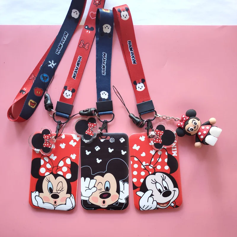 

Disney Cartoon Mickey Mouse Student Campus Card Hanging Neck Bag Card Holder Lanyard Id Card Meal Card Ornament Bag