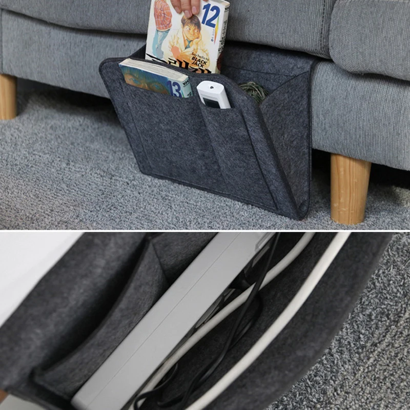 

Felt Bedside Storage Organizer Anti-slip Bedside Bag Bed Sofa Side Hanging Couch Storage Remote Control Bed Holder Pockets