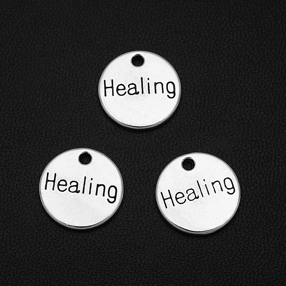 

10pcs/Lots 14mm Artifacts Silver Plated Healing Charm Pendants For Diy Jewelry Making Accessories Parts Handmade Handicraft