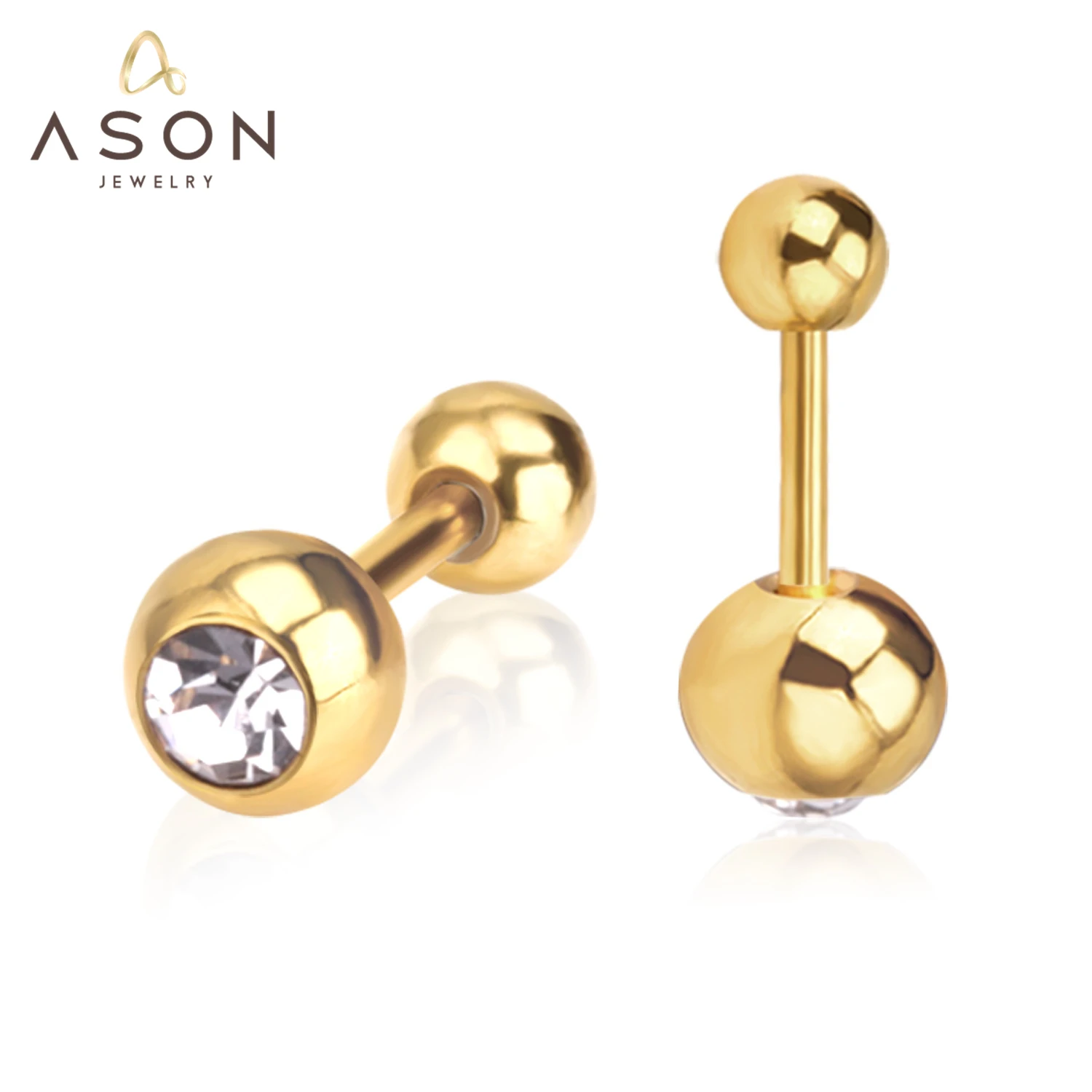 

ASONSTEEL 12Pairs/Lot Gold Color Stainless Steel Colorful Cubic Zirconia Round Press Stud Earrings For Women Wholesale Supplier