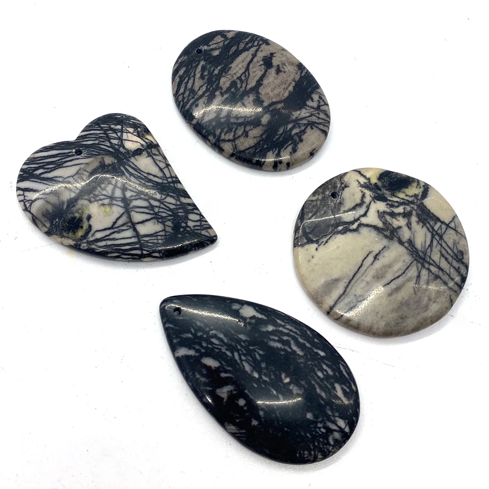 5pcs Black Natural Stone Beads Love Round Compensation Rectangle Picasso Men for Handmade Jewelry Craft Necklace Accessories