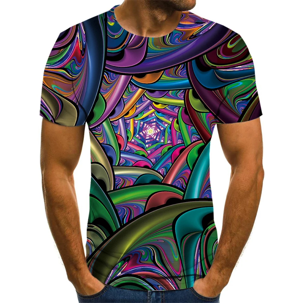 

Colorful Geometry、 Youth, Children's, 2022 Summer Ultra-thin New, Unisex Size、Top Aesthetics、3D Irregular T-shirt、Punk Style、