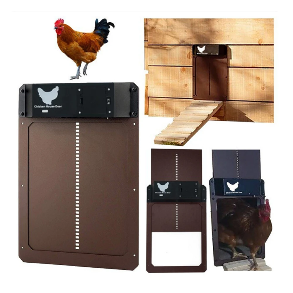 

Automatic Chicken Coop Door Opener Battery Powered Light Sense Control Waterproof Pet Flap Accessories Upgrade ABS House Gate