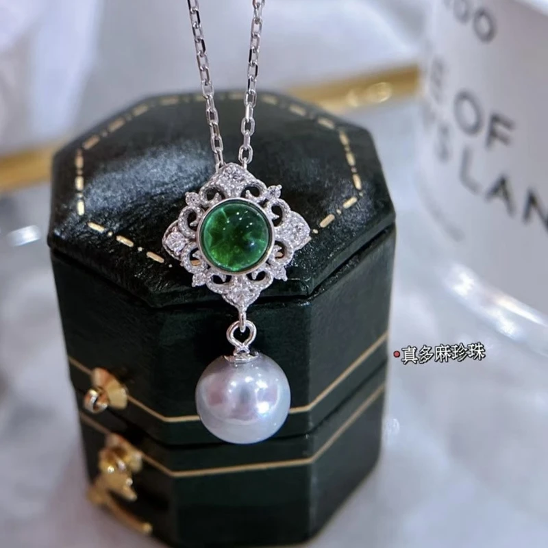 Ожерелье из серебра 100% пробы 7-8 мм с жемчугом