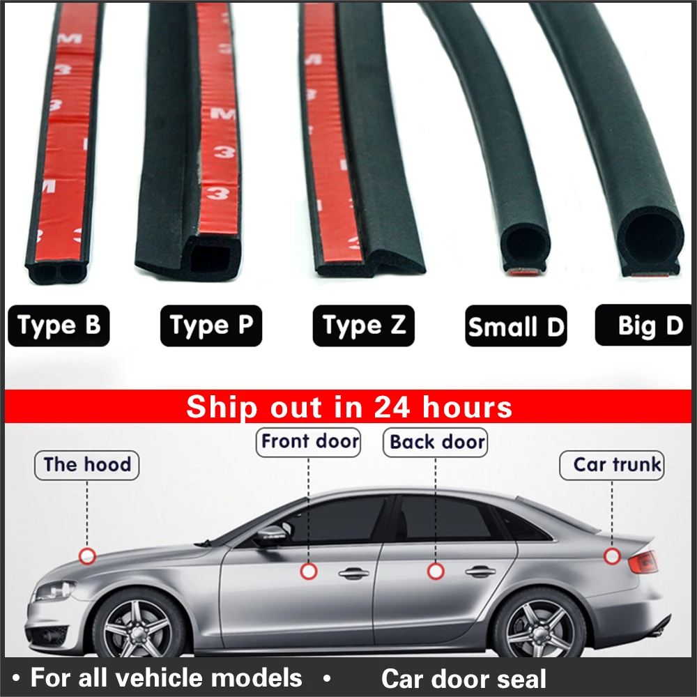 

P Z D B Type 4 Meters Car Door Seal weatherstripping Door Rubber Seal Strip Car Sound Insulation Rubber Sealing car accesories