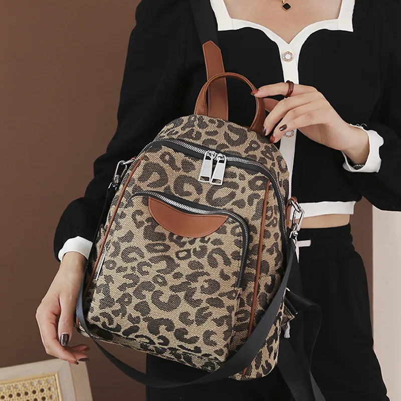 

New Designer Backpack Women Shoulder Bag Vintage Leopard Bagpack Travel Backpacks For Teenagers Girls Back Pack Mochila Feminina