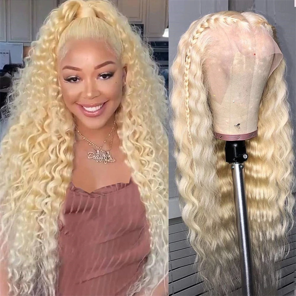 

30 Inch 250 Density 613 Blonde 13x4 Lace Front Wig Pre Plucked Brazilian Remy 13x6 Frontal Human Hair Wigs Deep Wave Black Women