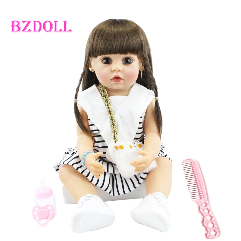 

55cm New Face Full Silicone Reborn Baby Doll Girl Boneca Soft Vinyl Newborn Babies Princess Bebe Play House Toy