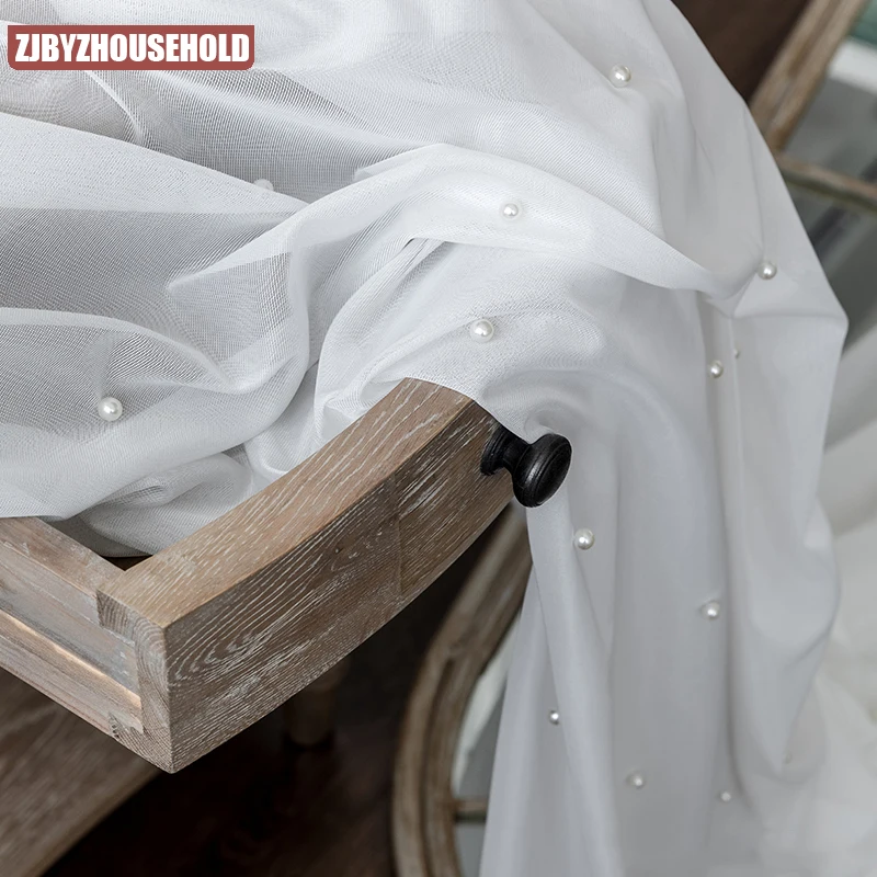 

Роскошные занавески из чистого белого тюля с бисером для гостиной, спальни, эркера, балкона, чистая белая пряжа, заказ