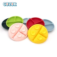 cozok baby safe dining plate sucker silicone cute cartoon children dishes suction toddle training tableware kids feeding bowls