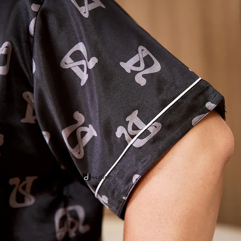 Summer Mens Pajamas set Short Tops Short Pants Sets Pyjamas Stripe Men Sleepwear Pijamas Homewear Large Size 7XL Sleepwear