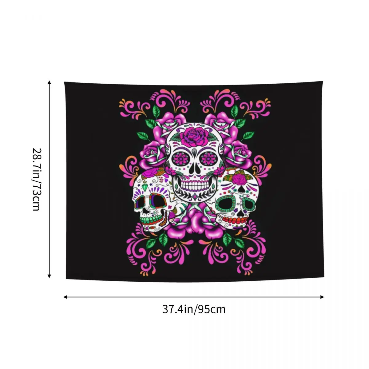 Тройной Череп розовый цветочный День мертвых сахарных черепов гобелены для