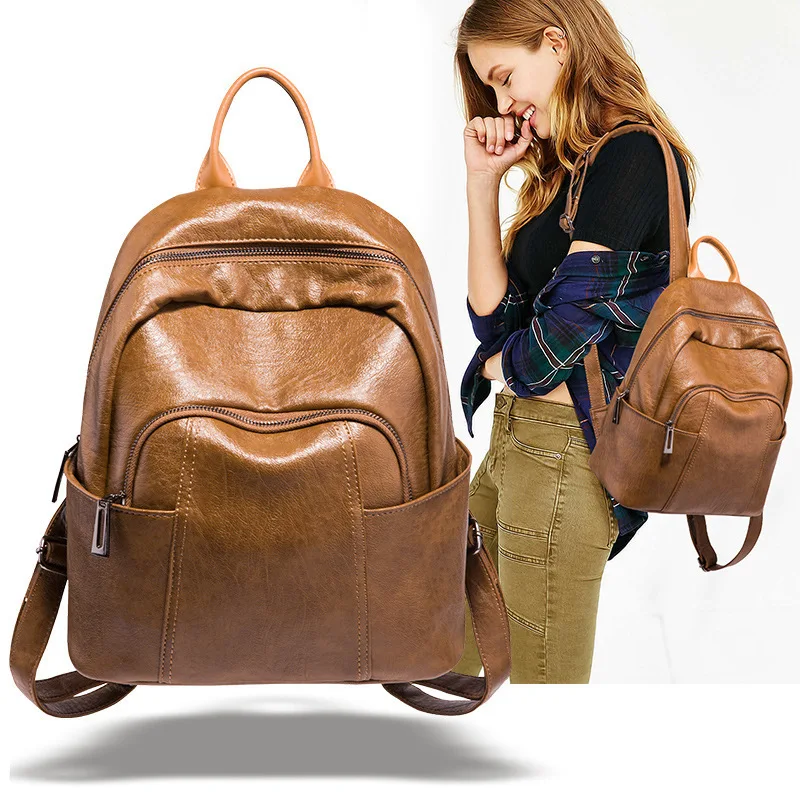 

Fashion Backpack Women's Spring 2022 New Easy to Wear High Capacity Soft Leather Student Backpack Travel Bag