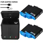Аккумулятор Brave heart для GoPro Hero 8, hero 7, hero 8, черный аккумулятор для GoPro 5, Hero 6, батарея для Akkus + 3 комплекта зарядных устройств для Go Pro Hero 8, аксессуары