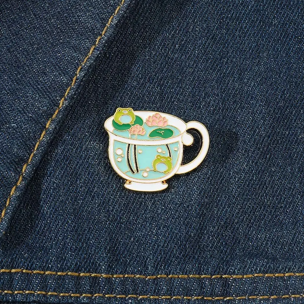

Gift for Kids Lapel Pin Jewelry Accessories Lotus Leaf Cup Badge Pin Frog Brooches Lapel Brooch Enamel Pin Brooches Pin