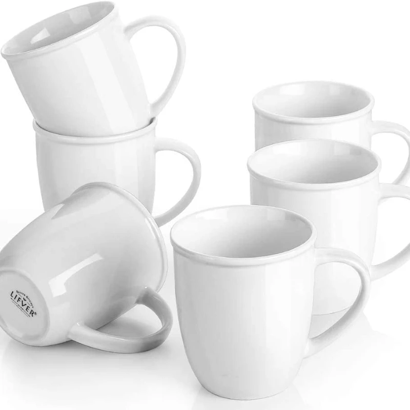 

Coffee Mugs Set of 6, 16 fl oz Large Mugs, White Ceramic Mug with Handle