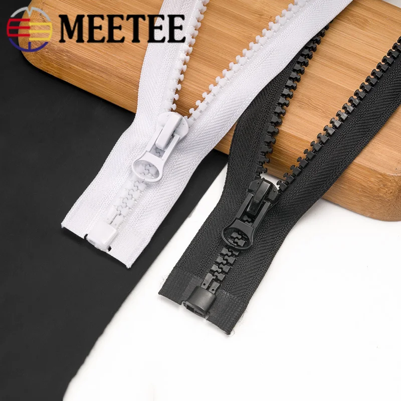 

2pcs 8# Black White Resin Zipper Open-end Double sliders Zippers for Jackets Coat Sleeping Bag Tent Zips DIY Sewing Accessories