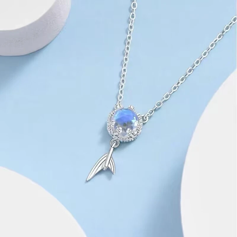 

Dainty Mermaid Tears Necklace for Women Girl Gift Mermaid Tail Pendant Neck Chain Charm Choker Jewelry for Brithday, Aniversary
