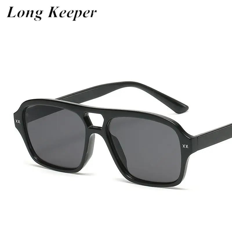 

Мужские солнцезащитные очки в квадратной оправе, классические поляризационные очки-авиаторы в плоской оправе, для вождения, с защитой от ул...