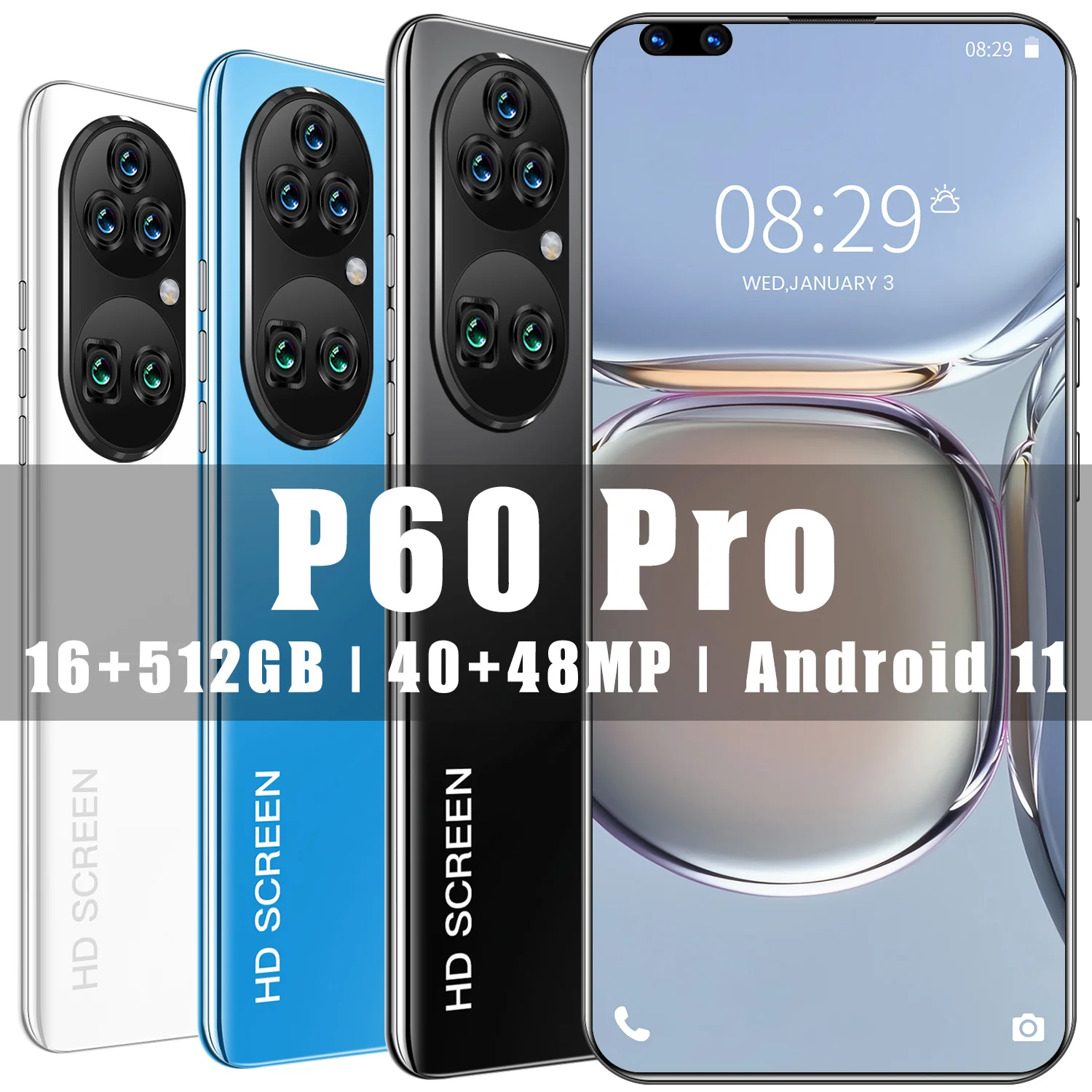 

Global Version P60pro 7.8Inch MTK6889 CPU 12+512GB 24MP+48MP 5600mAH Android SmartPhone Unlocked Fullscreen Dualcard Cellphone